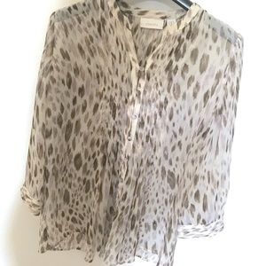 Cute lilac tan cream  animal print blouse